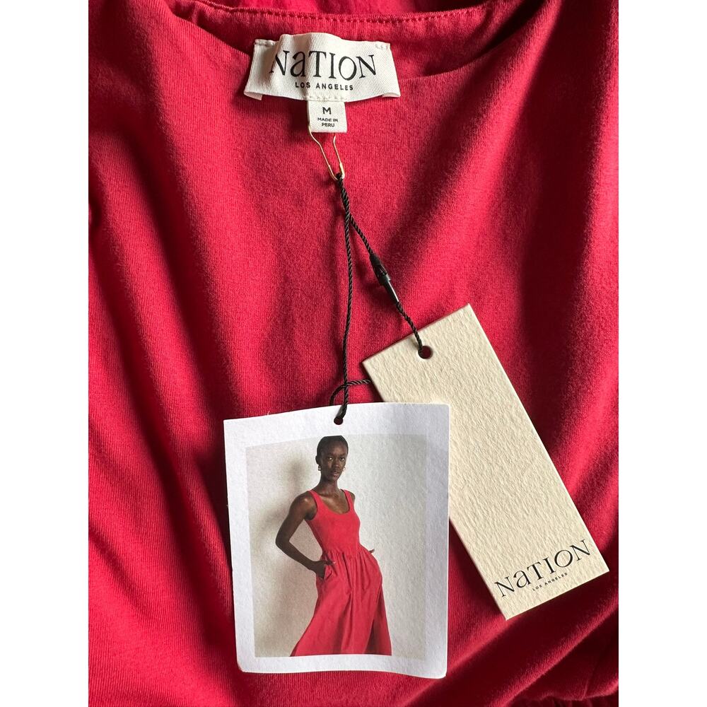 NWT Nation LTD Sz M Fiona Drop Waist Midi Dress in Heartbeat Red $248 MSRP - Picture 4 of 10